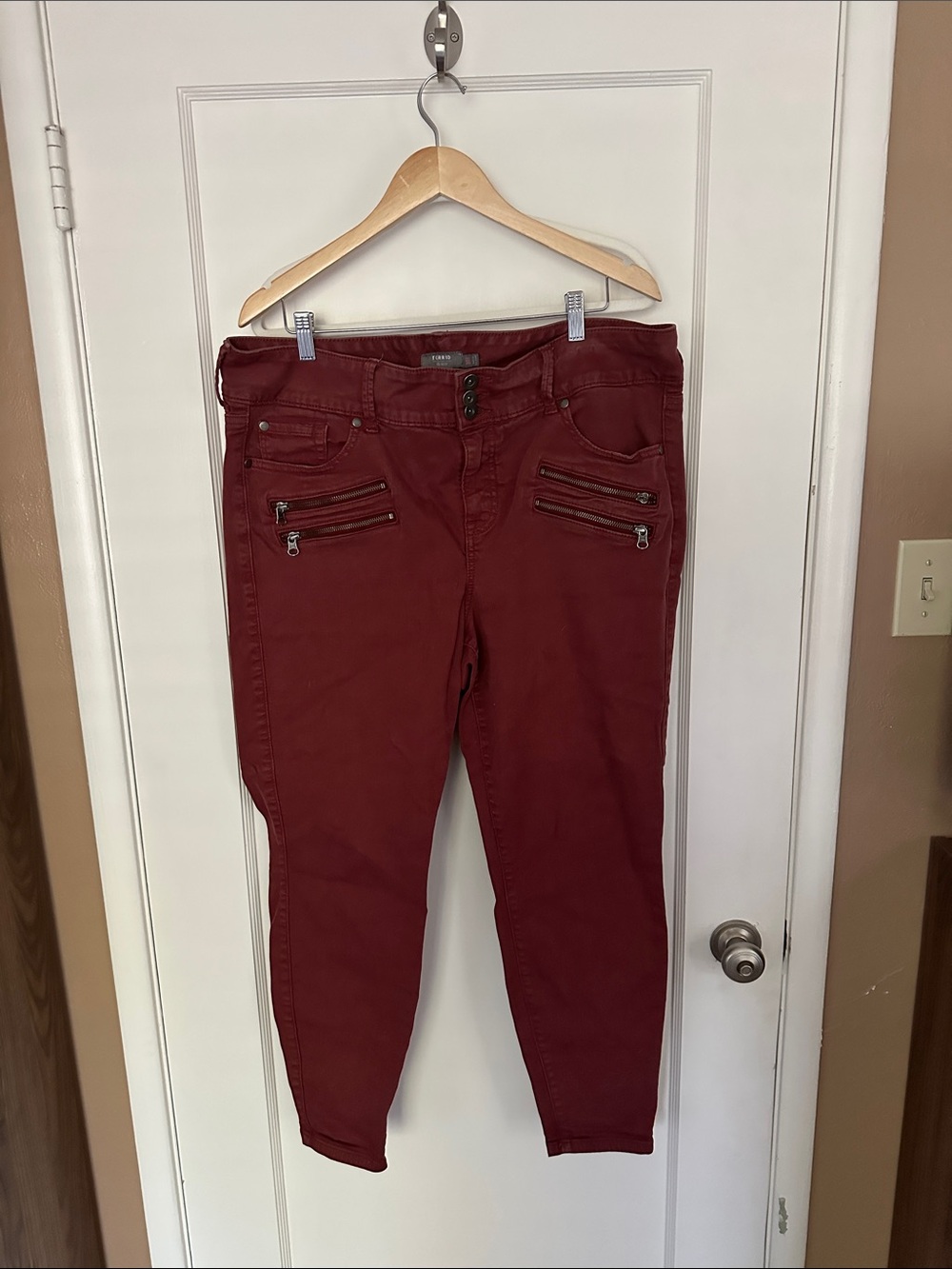 torrid Wine Skinny Jeans with Front Zip Details